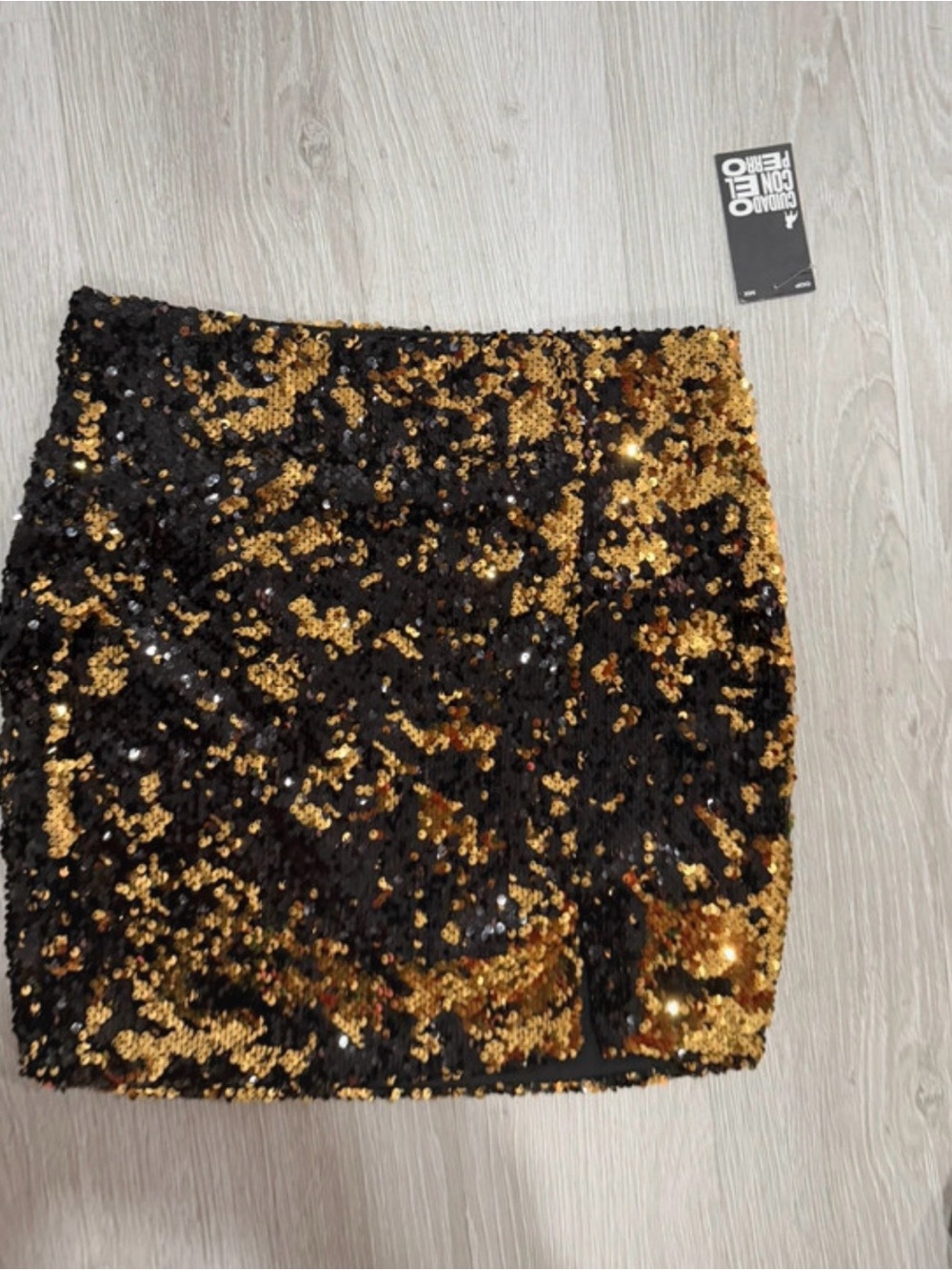 Sequin Mini Skirt in Black and Gold - Sparkle Party Skirt